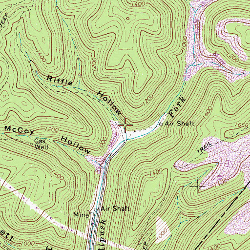 Topographic Map of Riffle Hollow, WV