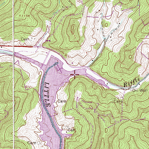 Topographic Map of Riffle Run, WV