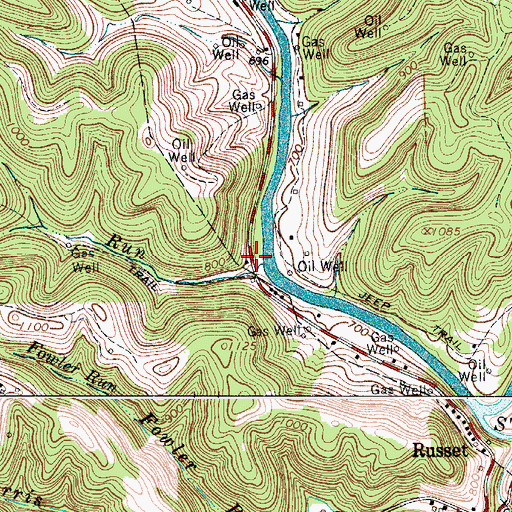 Topographic Map of Riffle Run, WV