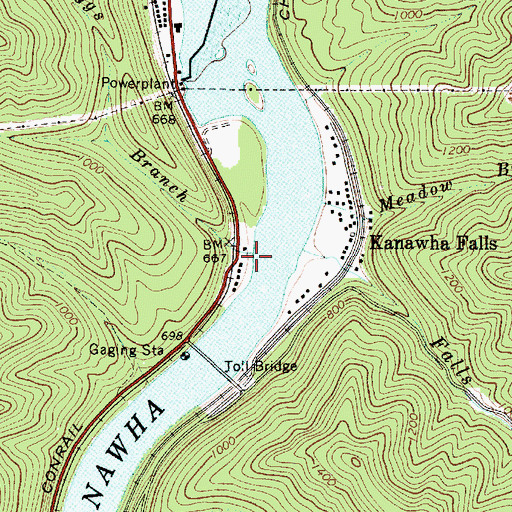 Topographic Map of Riggs Branch, WV