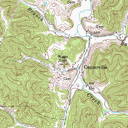 Topographic Map of Riggs Cemetery, WV