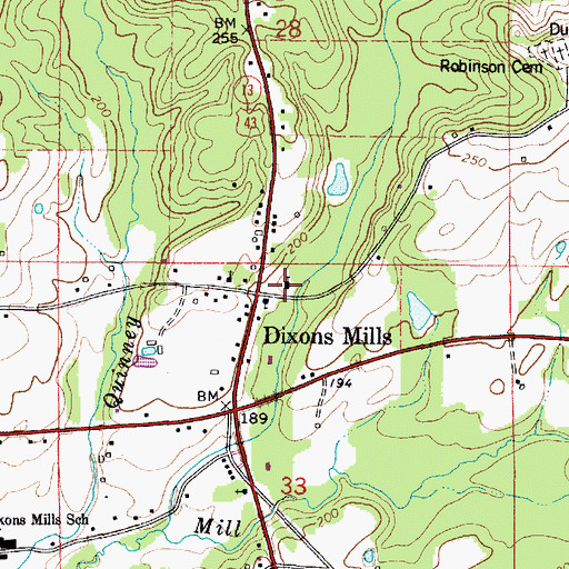 Topographic Map of Central Baptist Church, AL
