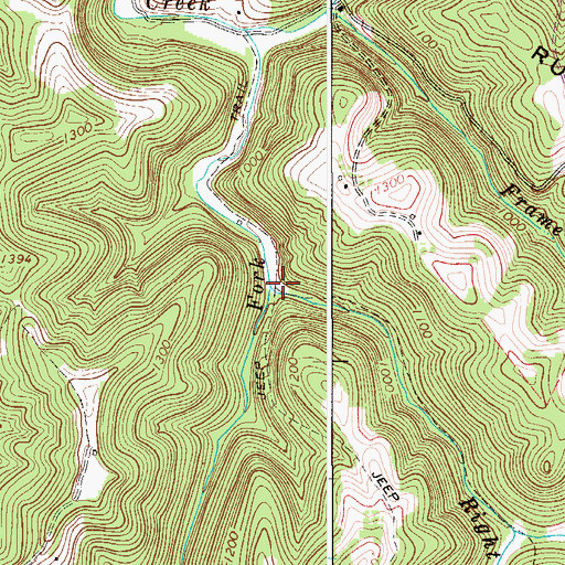 Topographic Map of Right Fork Big Fork, WV