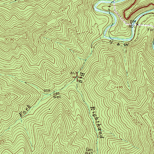 Topographic Map of Right Fork Big Righthand Fork, WV