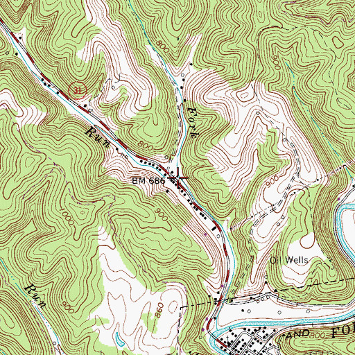 Topographic Map of Right Fork Big Run, WV