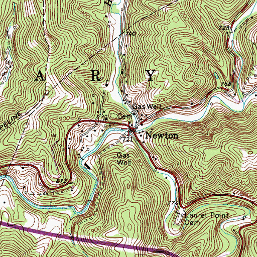Topographic Map of Right Fork Big Sandy Creek, WV