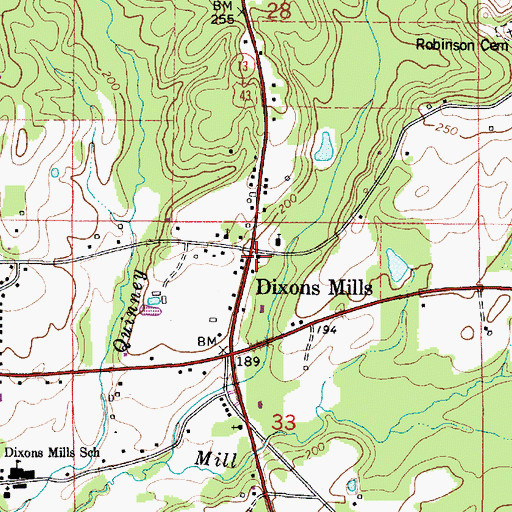 Topographic Map of Dixons Mills United Methodist Church, AL