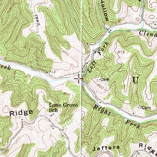 Topographic Map of Right Fork Clendenin Creek, WV