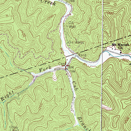 Topographic Map of Right Fork Cub Branch, WV
