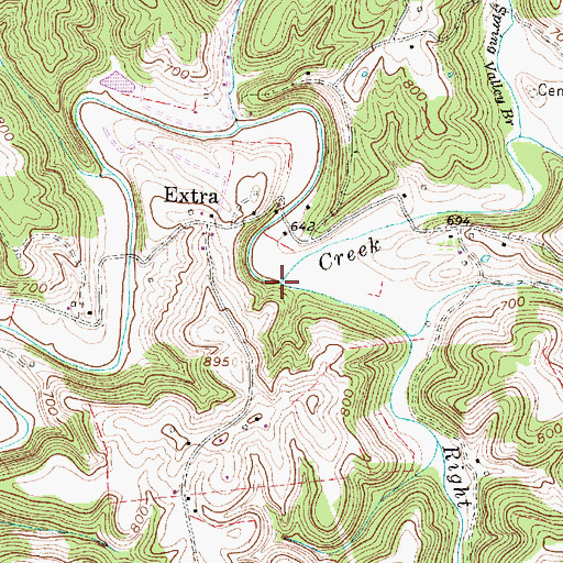 Topographic Map of Right Fork Eighteenmile Creek, WV