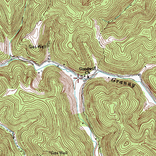 Topographic Map of Right Fork Granny Creek, WV