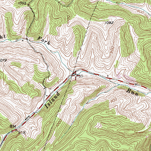 Topographic Map of Right Fork Island Run, WV