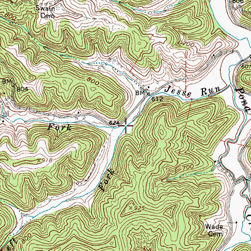 Topographic Map of Right Fork Jesse Run, WV