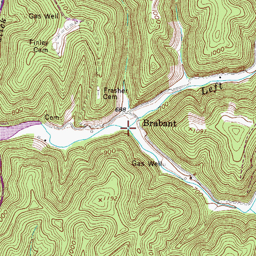 Topographic Map of Right Fork Lick Creek, WV