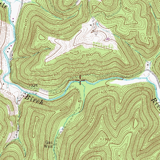 Topographic Map of Right Fork Little Birch River, WV