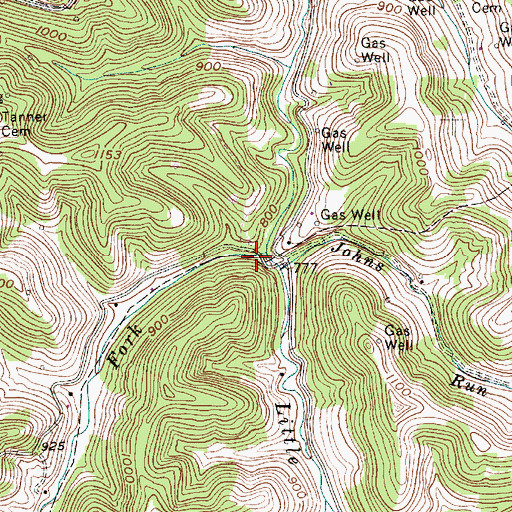 Topographic Map of Right Fork Little Spring Creek, WV