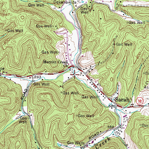 Topographic Map of Right Fork Merritt Creek, WV