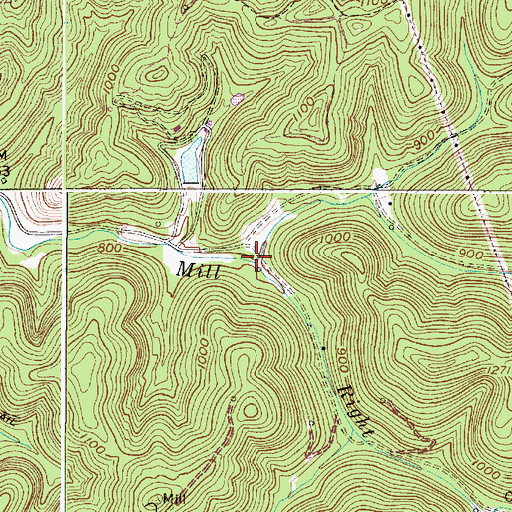 Topographic Map of Right Fork Mill Creek, WV