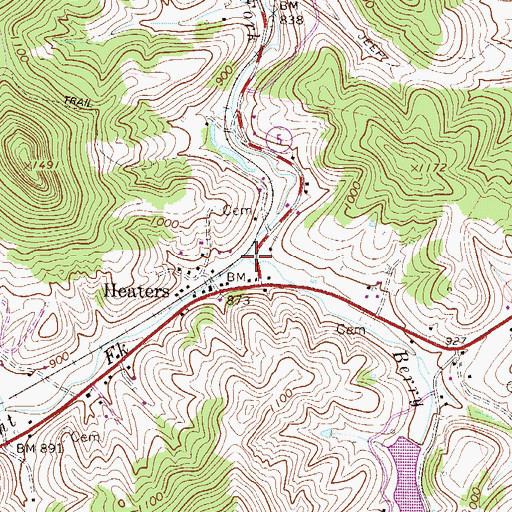 Topographic Map of Right Fork O'Brien Fork, WV