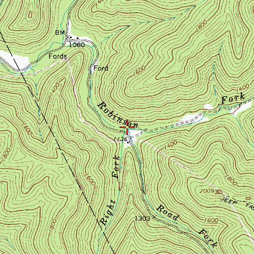 Topographic Map of Right Fork Robinson Fork, WV