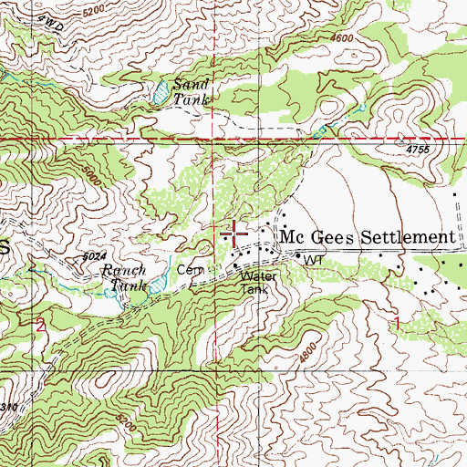 Topographic Map of McGee School, AZ