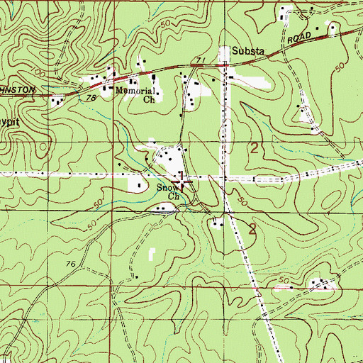 Topographic Map of Snow Church, AL