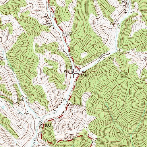 Topographic Map of Right Fork Slab Creek, WV