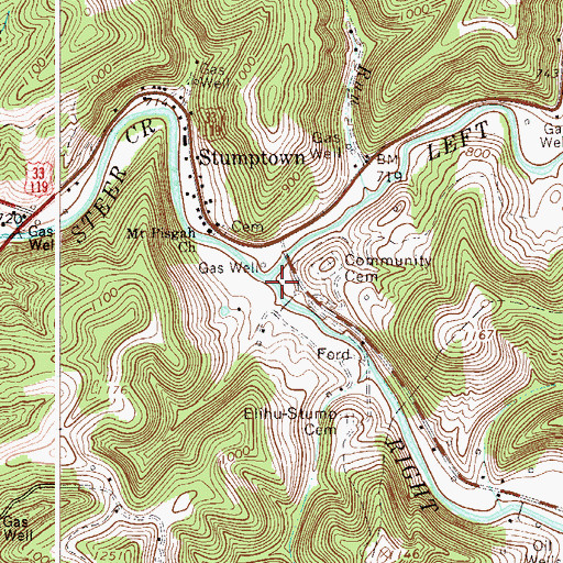 Topographic Map of Right Fork Steer Creek, WV