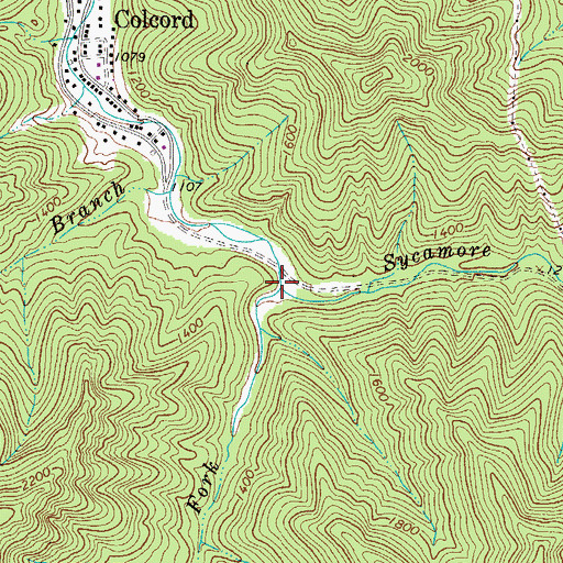 Topographic Map of Right Fork Sycamore Creek, WV