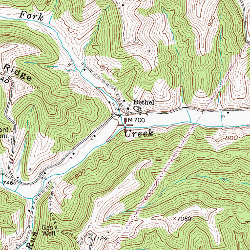 Topographic Map of Right Fork Tucker Creek, WV