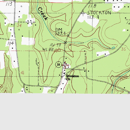 Topographic Map of Stockton United Methodist Church, AL