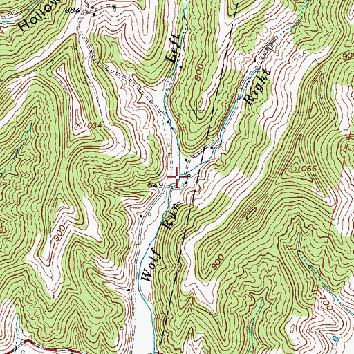 Topographic Map of Right Fork Wolf Run, WV