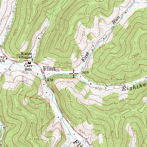 Topographic Map of Righthand Fork East Run, WV