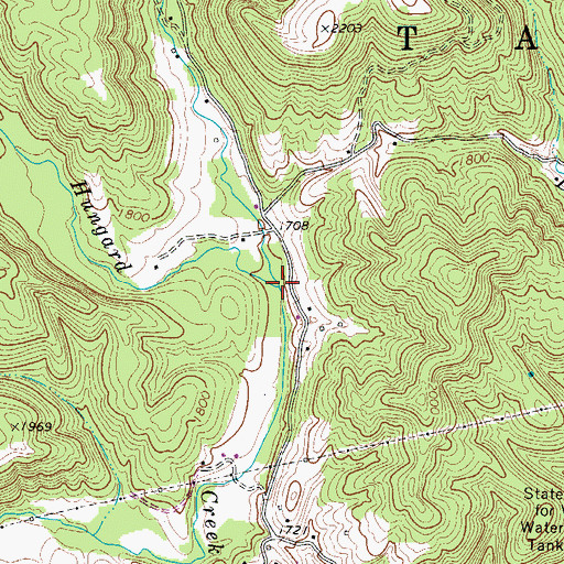 Topographic Map of Righthand Fork Hungard Creek, WV