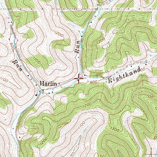 Topographic Map of Righthand Fork Morgans Run, WV