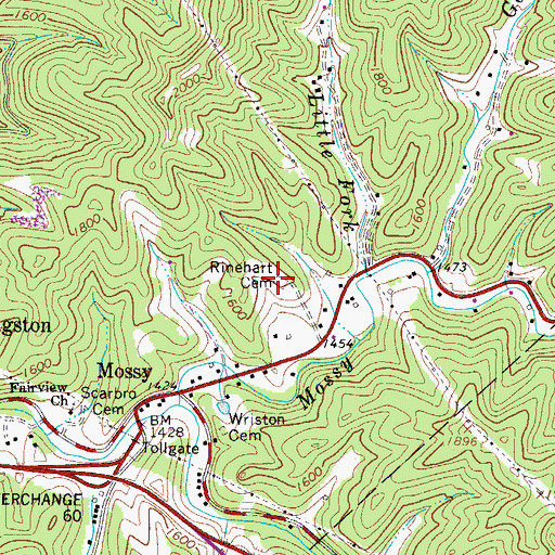 Topographic Map of Rinehart Cemetery, WV