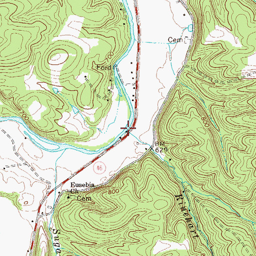 Topographic Map of Rinehart Run, WV