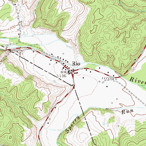 Topographic Map of Rio, WV