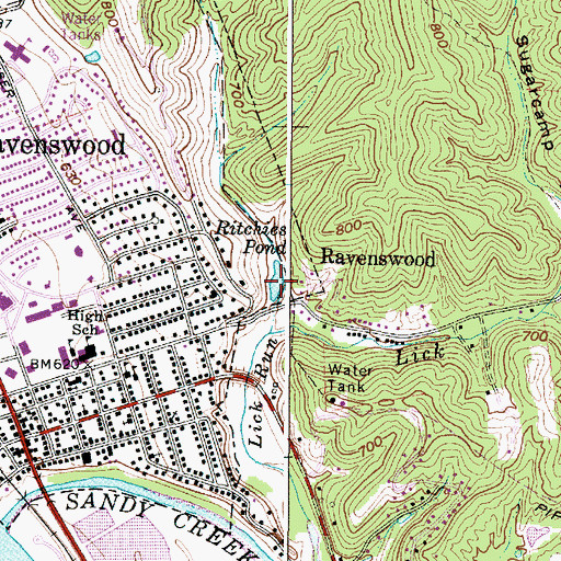 Topographic Map of Ritchies Pond, WV