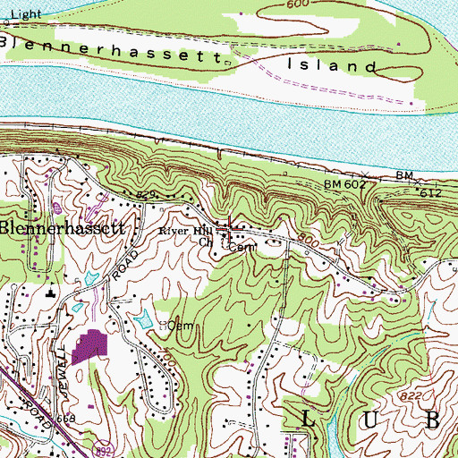 Topographic Map of River Hill Church, WV