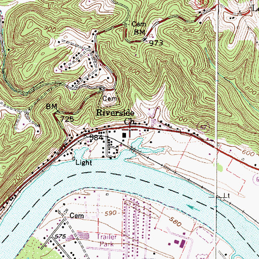 Topographic Map of Riverside Church, WV