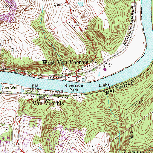 Topographic Map of Riverside Park, WV