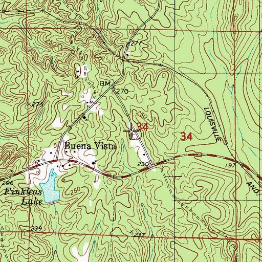 Topographic Map of Buena Vista Cemetery, AL