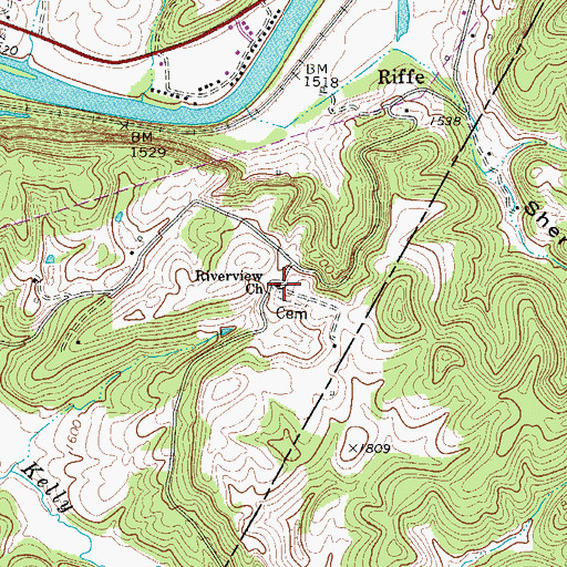 Topographic Map of Riverview Church, WV