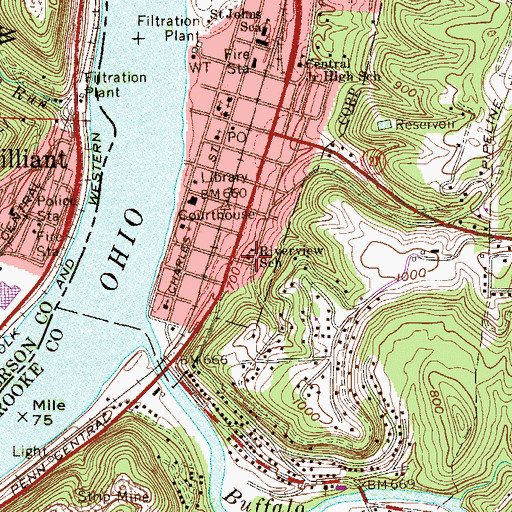 Topographic Map of Riverview School (historical), WV