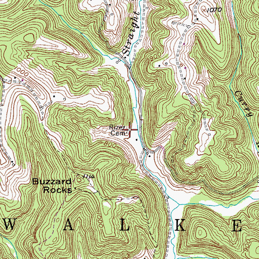 Topographic Map of Rizer Cemetery, WV