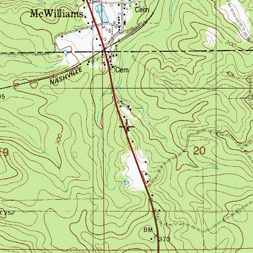 Topographic Map of McWilliams Church, AL