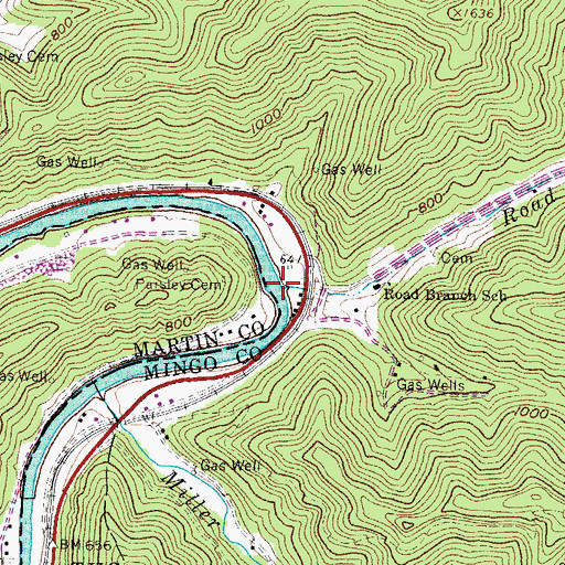 Topographic Map of Road Branch, WV