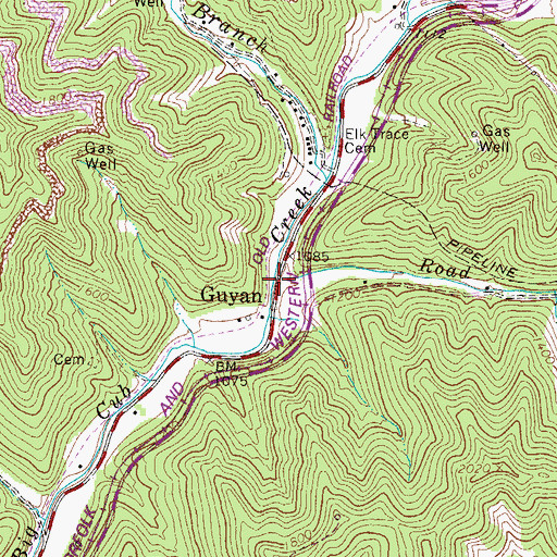 Topographic Map of Road Branch, WV