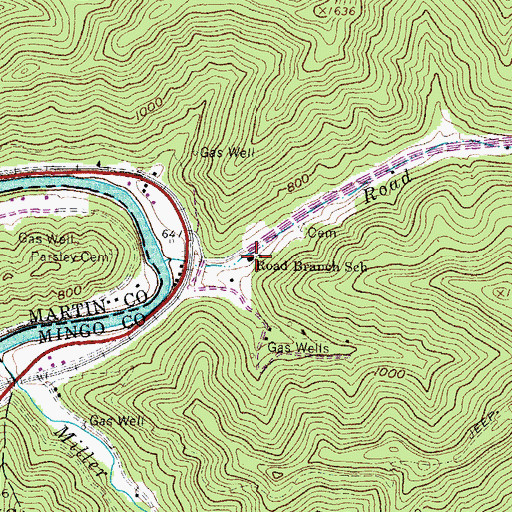 Topographic Map of Road Branch School (historical), WV